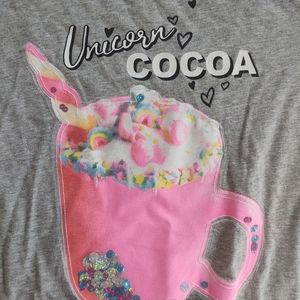 Justice Girls unicorn cocoa shirt 14/16
